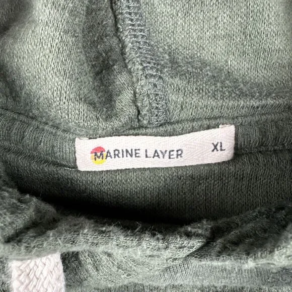 Marine Layer Hoodie Mens XL Green Waffle Knit Hiking Pullover - Picture 3 of 7